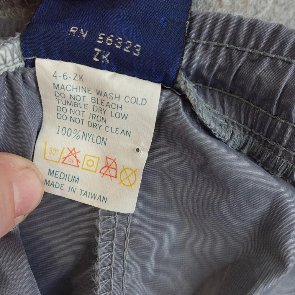 Vintage 80s Nike Windbreaker Track Pants Mens M Gray Nylon Ankle Zip Blue Tag